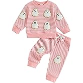 SHUING Baby Boy Girl Christmas Outfit Santa/Tree Stripe Waffle Long Sleeve Sweatshirt Sweatpants Set Toddler Fall Clothes