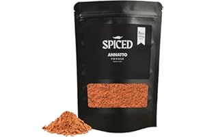 RHYTHM AROMATICS SPICED Annatto Powder, 8oz of Ground Anatto Seeds in Closable Bag for Cooking, Great For Caribbean Dishes, Soup, Stew Meat Dishes and Even Cocktails