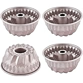 CHEFMADE Mini Tube Pan Set, 4-Inch 4Pcs Non-Stick Kugelhopf Mold for Oven and Instant Pot Baking (Champagne Gold)