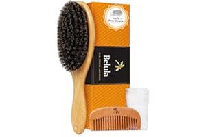 Belula 100% Boar Bristle Hair Brush Set (Medium). Soft Natural Bristles for Thin and Fine Hair. Restore Shine And Texture. Wo