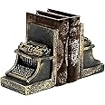 Bellaa 25747 Decorative Bookend Typewriter Royal Retro Book Ends Stopper Industrial Rustic Vintage Style Classic Type Writer Statues Bookshelves Home Decor 7 inch