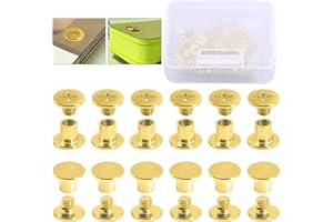 Hilitchi 50-Sets M5 Brass Plated Phillips Chicago Screw Posts Binding Screws Assortment Kit for Scrapbook Photo Albums Binding, Leather Repair - Gold (M5 x 6mm-50Sets)
