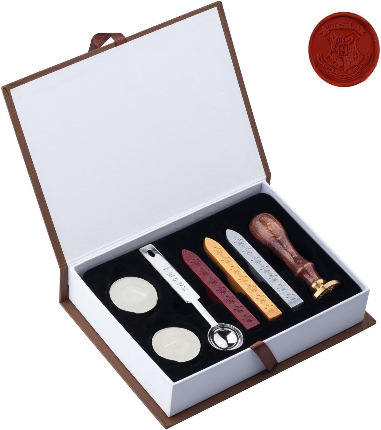 Re-created Harry Potter Hogwarts School Badge Vintage Wax Seal Stamp Rosewood Set