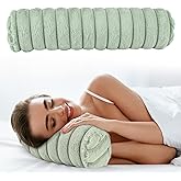 Beatvive Round Cervical Roll Cylinder Bolster Pillow, Cervical Neck Roll Sponge Pillow, Faux Fur Cylinder Pillows, Neck Pillow for Sleeping for Head, Neck, Back, and Legs (Green)