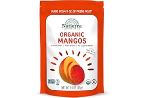 NATIERRA Organic Freeze-Dried Mangos | USDA Organic, Non-GMO & Vegan | Gluten Free, No Additives, No Sugar Added | 1.5 Ounce (Pack of 1)