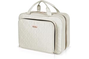 BALULHG Travel Hanging Toiletry Bag for Women, Water-Resistant Cosmetic Organizer with 4 Compartments & 360° Swivel Hook, TSA-Approved Makeup Bag for Shampoo, Full Sized Container, Toiletries (Pink)