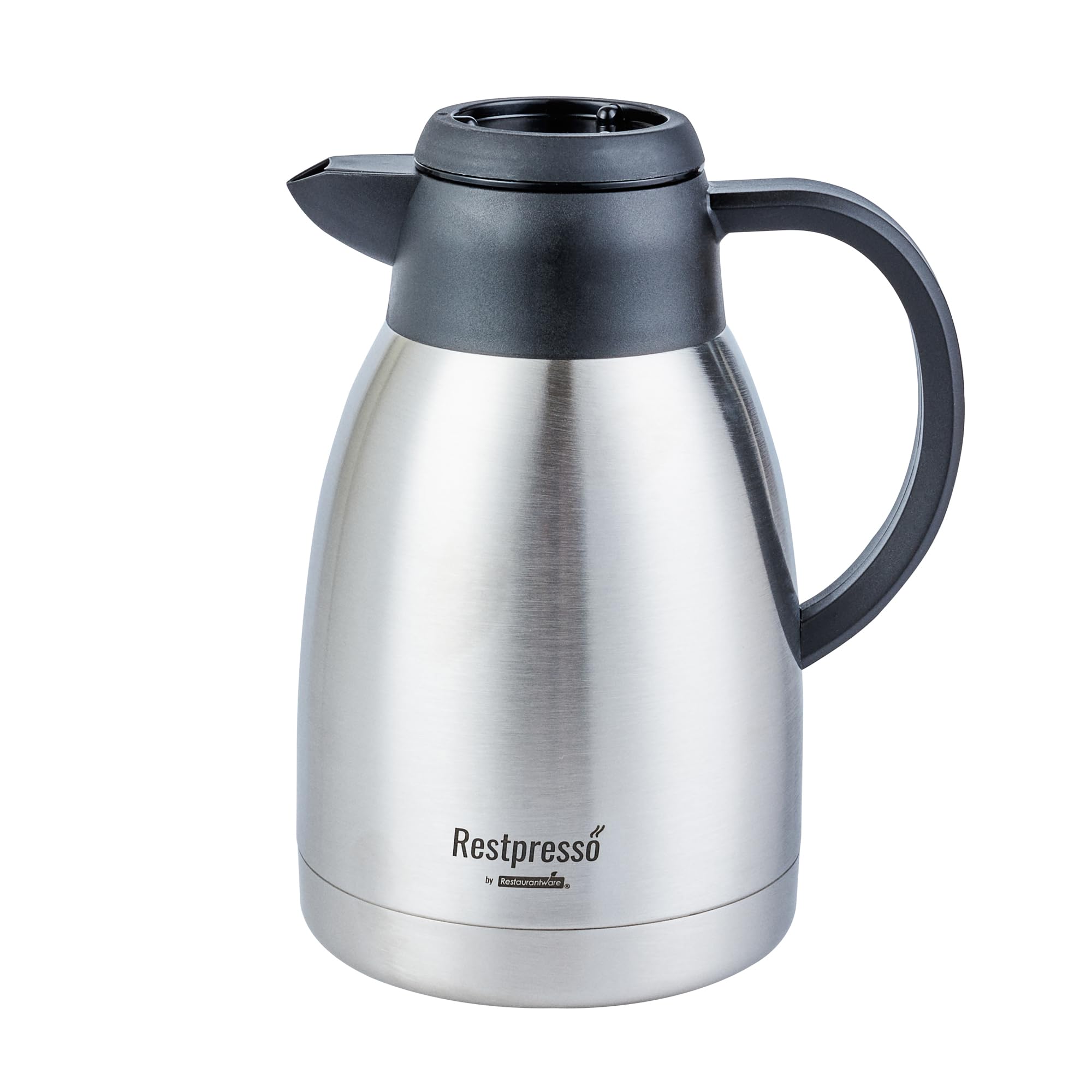Photo 1 of Restaurantware-Restpresso 50.7 Ounce Insulated Coffee Carafe/Server, 1 Double Walled Coffee Decanter - With Regular And Decaf Brew Lids, Wide Pour Spout, Silver Stainless Steel Beverage Dispenser