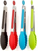 ZHIYE 7 Inch Kitchen Tongs Set 4 Stainless Steel Non-Slip Locking Clip Cooking view 1