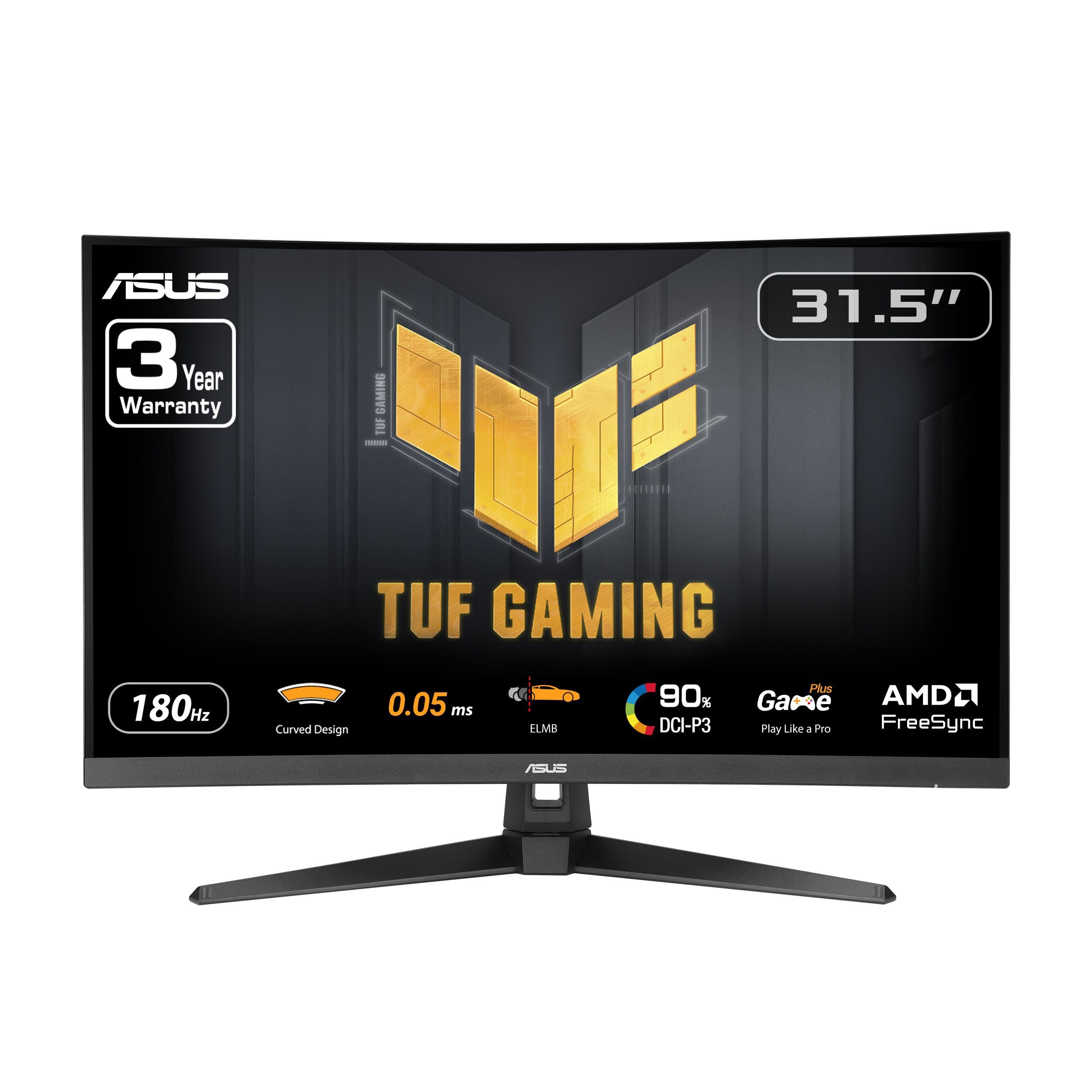 ASUS TUF Gaming 31.5” 1440P Curved HDR Gaming Monitor (VG32WQ3B) – QHD (2560 x 1440), 180Hz, 0.5ms, 1500R, Extreme Low Motion Blur, FreeSync, 90% DCI-P3, Shadow Boost, DisplayWidget, 3 yr Warranty
