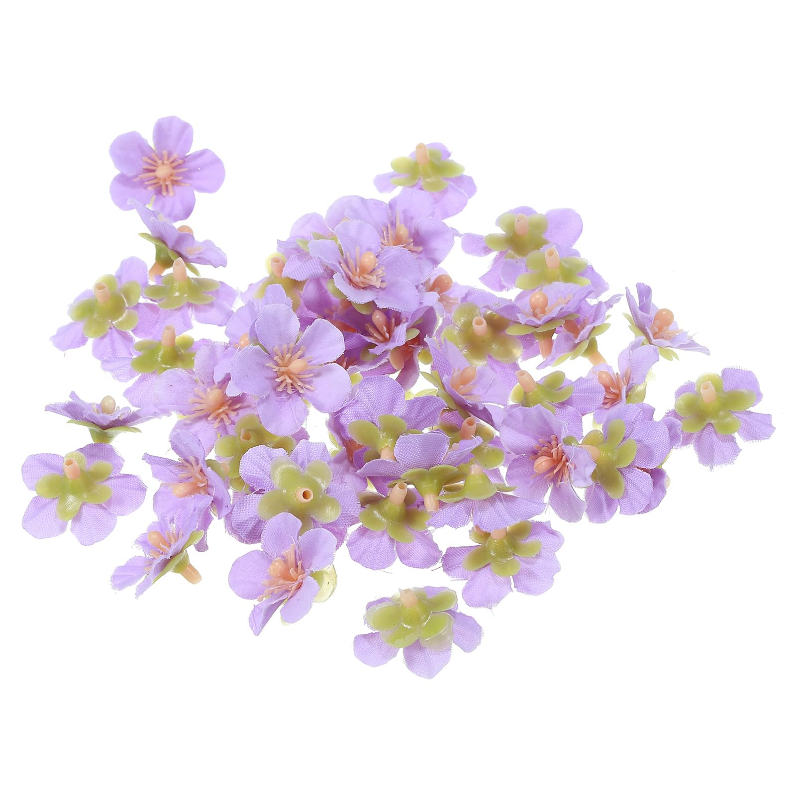 PATIKIL 0.98" Artificial Cherry Blossom Flower Heads, 50 Pack Silk Cherry Blossom Fake Flowers Heads for Wedding Floral Bouquet Decoration DIY Craft Making, Purple
