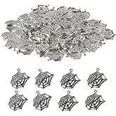 hobbyhub 100 Pcs 27 x 23mm Silver Alloy Spider Web Pendants,for Bracelet Necklace Jewelry Making DIY Crafts