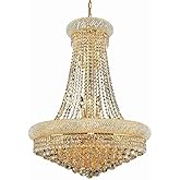 Elegant Lighting 1800D28G/RC Royal Cut Clear Crystal Primo 14-Light, Two-Tier Crystal Chandelier, Finished in Gold with Clear