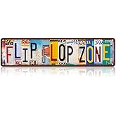 Vintage Flip Flop Zone Metal Tin Signs Street Signs Home Wall Decor 16 x 4 Inches