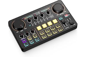 SINWE Streaming Audio Mixer,RGB audio Interface with Pro-preamp, 48V Phantom Power for Live Streaming, Individual Control, Voice Changer, 4 Customize sound pads for Podcast/Recording/Vocal/Game