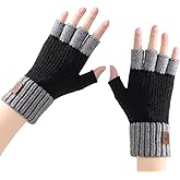 fauson Fingerless Gloves for Women - 4 Piars Winter Gloves Men Warm Knit Cold Weather, Half Finger Glove for Winter Gifts