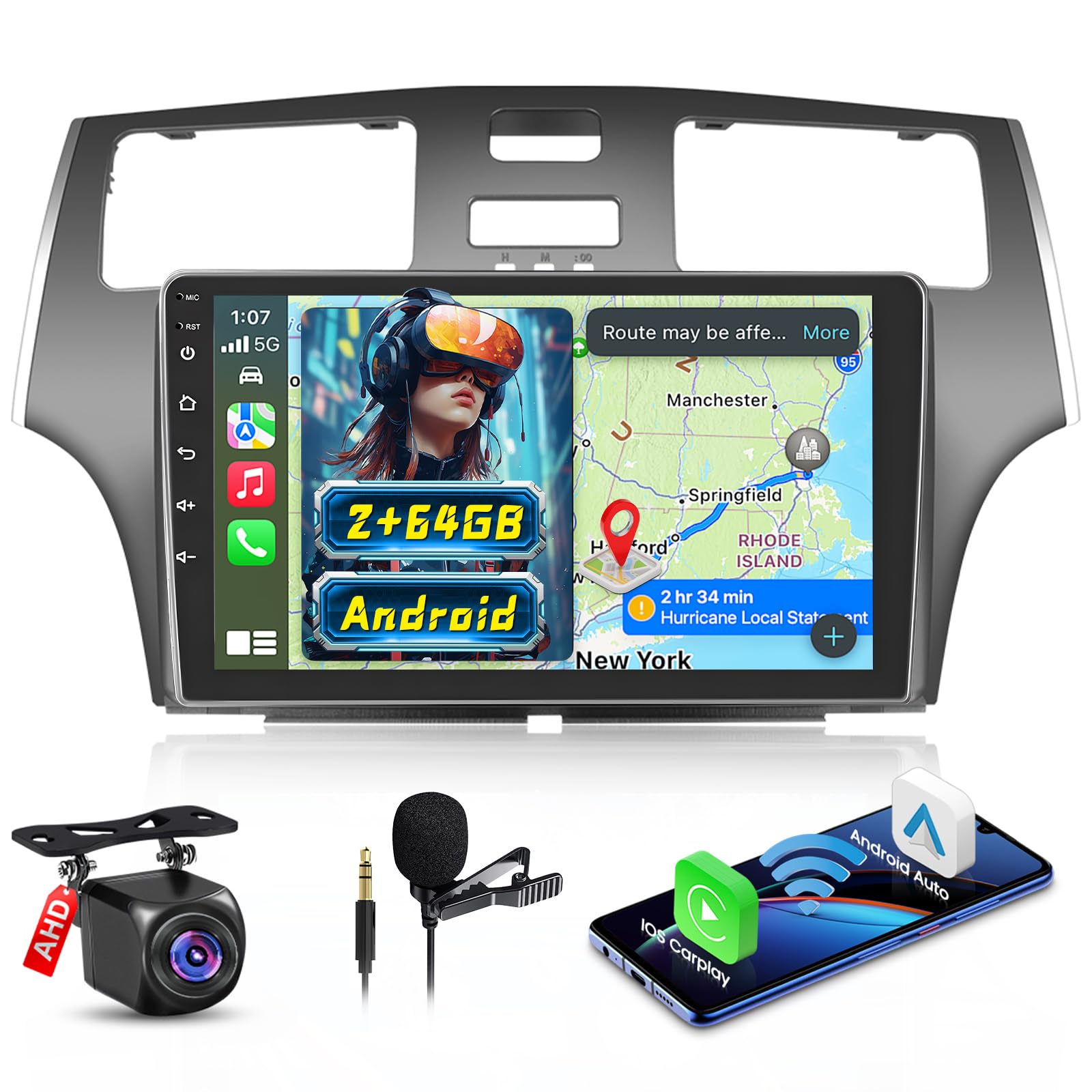 Photo 1 of Inefala [2+64GB] Android 15 Car Stereo for Lexus ES 2001-2005 ES250/300/330 with Wireless CarPlay Android Auto, 9 Inch HD Touchscreen Car Radio with WiFi GPS Bluetooth FM/RDS SWC Backup Camera MIC