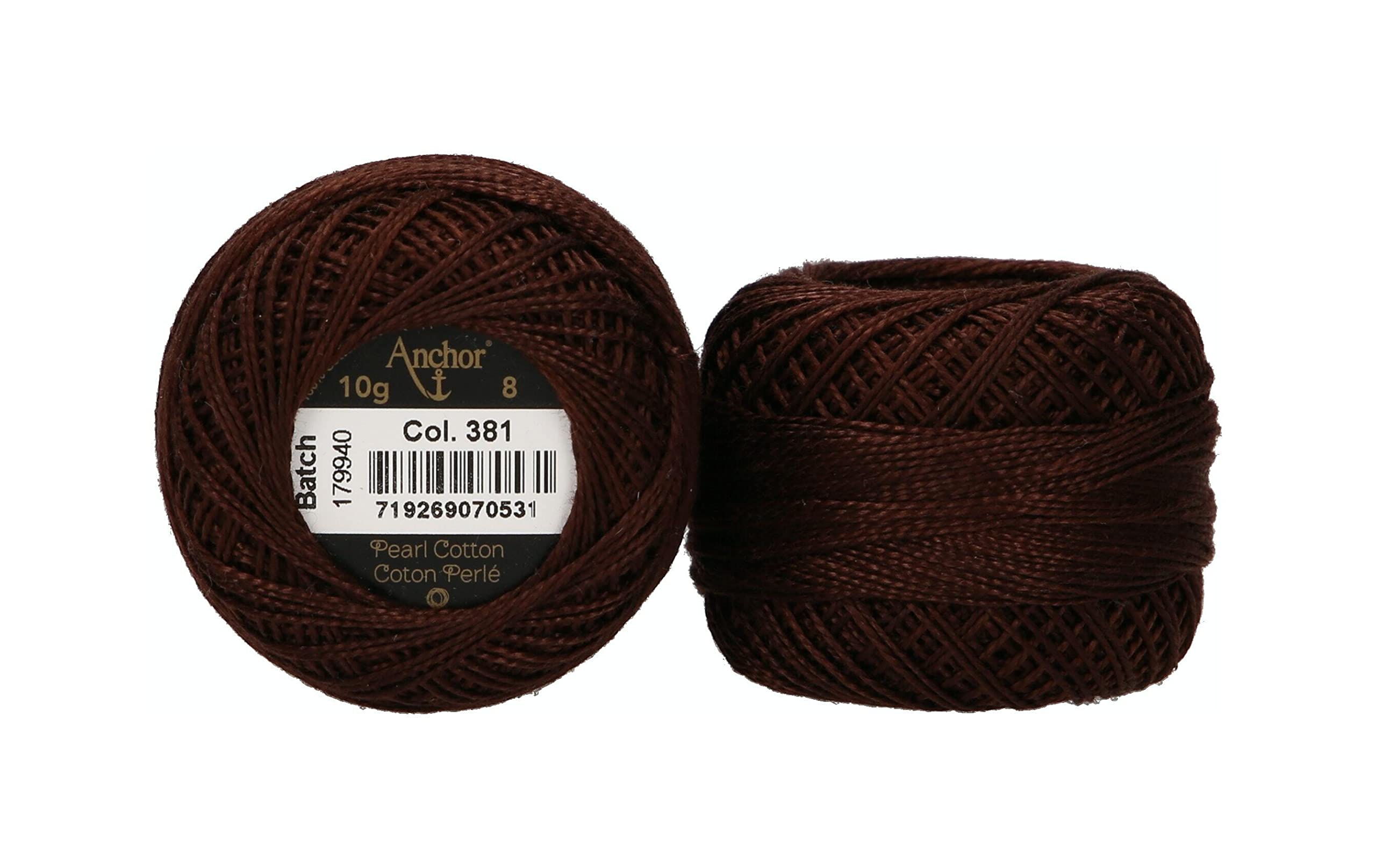 ANCHOR Pearl Yarn, Thickness: 8, Packaging: 10G, Running Length: 82M dunkelbraun Embroidery Threads — image 1