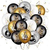50Pcs Rock Music Balloons Black Gold Hip Hop Party Decorations Retro Guitar Music Themed Latex Balloons for Men Women 80's 90's Birthday Rock Star Disco Party Supplies