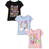 The Children's Place Baby-Girls and Toddler School,Learning Short Sleeve Graphic T-Shirts,3 Pack
