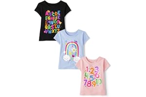 The Children's Place Baby-Girls and Toddler School,Learning Short Sleeve Graphic T-Shirts,3 Pack