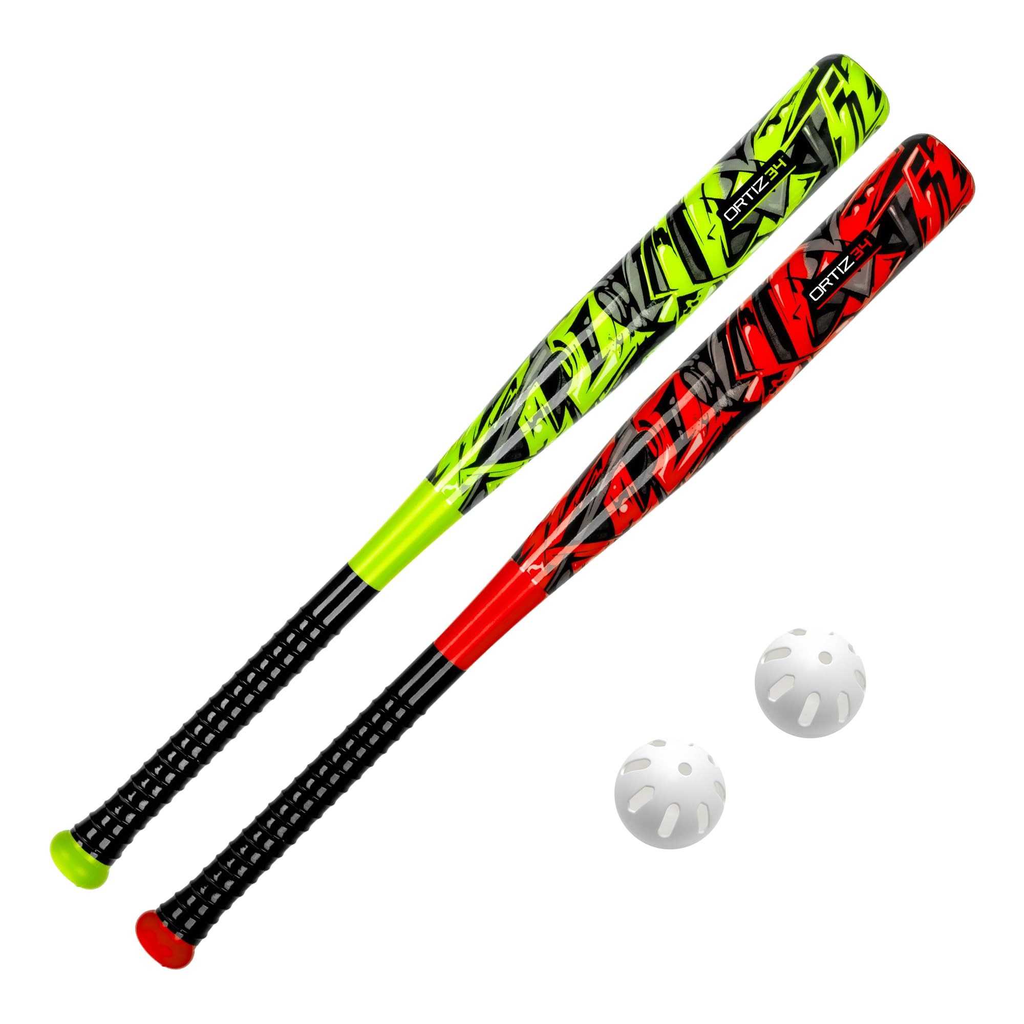 Photo 1 of 2 Pack Bat & Ball Set - Graffiti Plastic Bat & Ball Homerun Set- David Ortiz Backyard Baseball Set for Youth, Kids, Teenagers, Adults