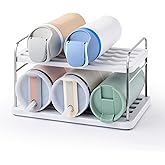 YouCopia UpSpace Water Bottle and Travel Mug Cabinet Organizer, Adjustable Storage Rack for 40 oz Stanley Tumblers, 6 Bottle Premium Edition