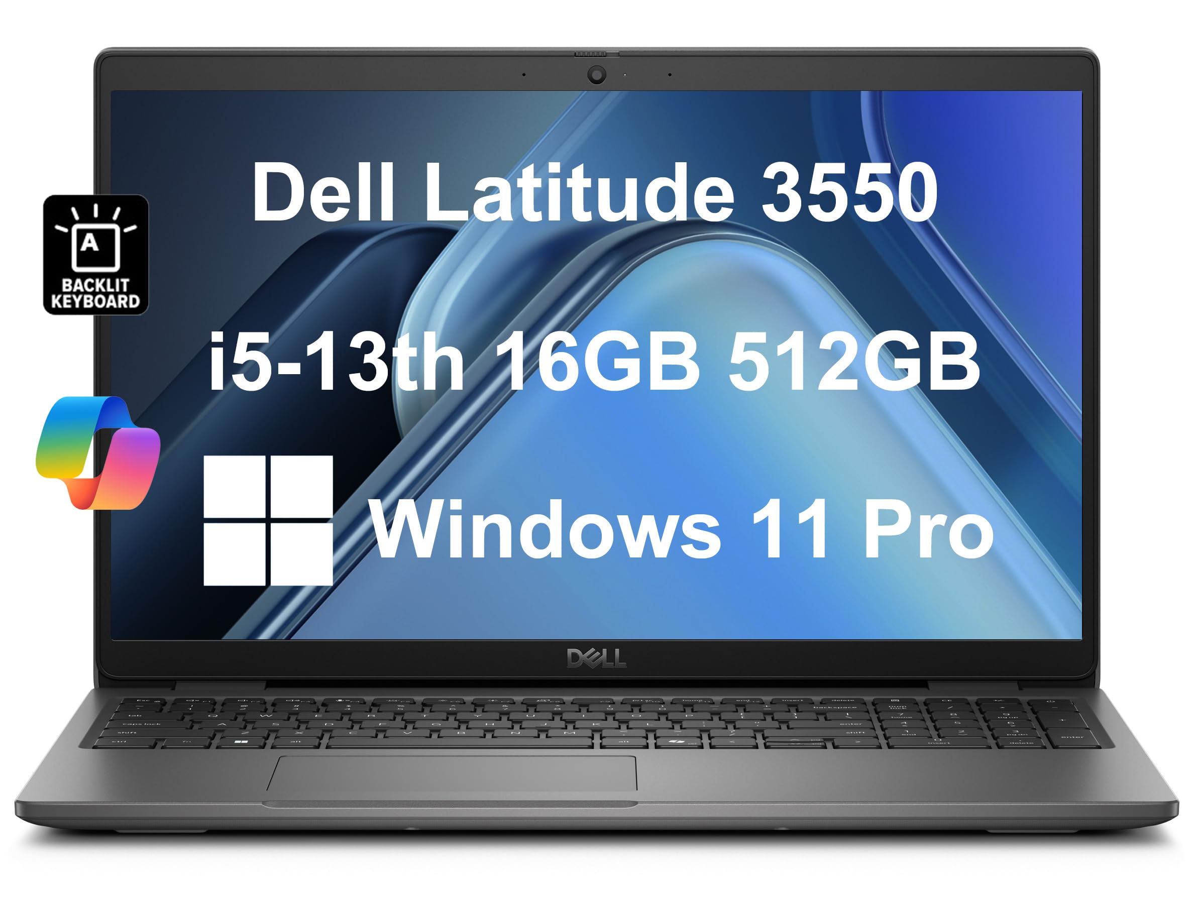 Dell Latitude 3550 3000 Business Laptop (15.6" FHD Anti-Glare, Intel 10-Core i5-1335U (> i7-1355U), 16GB DDR5 RAM, 512GB SSD) Backlit Keyboard, Ethernet, FHD Webcam, Win 11 Pro w/AI Copilot, Grey