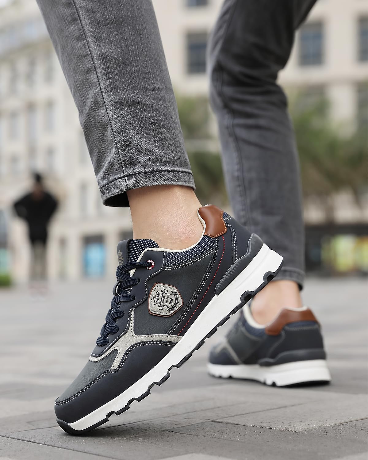 ARRIGO BELLO Schuhe Herren Sneaker Leather Freizeitschuhe Business Walkingschuhe Atmungsaktive Sportschuhe Größe 41-46 (A4 Blau, Größe_45) 2