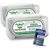 Fridge Ninja Fridge Deodorizer (2 Pack) - More Effective Than Baking Soda - Natural and Unscented Activated Charcoal Refriger