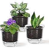 IWNTWY Self Watering Pots, 3 Pack 4 Inch Clear Plant Pot Self Watering Planter Flowers Pot with Deep Reservoir for Indoor Plants (3 Small)