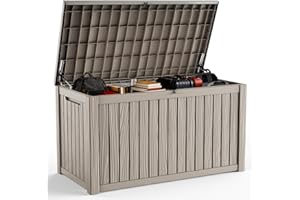 DRATO 200 Gallon Deck Box, Waterproof Resin Large Outdoor Storgae Box for Patio Furniture, Patio Cushions, Gardening Tools, P