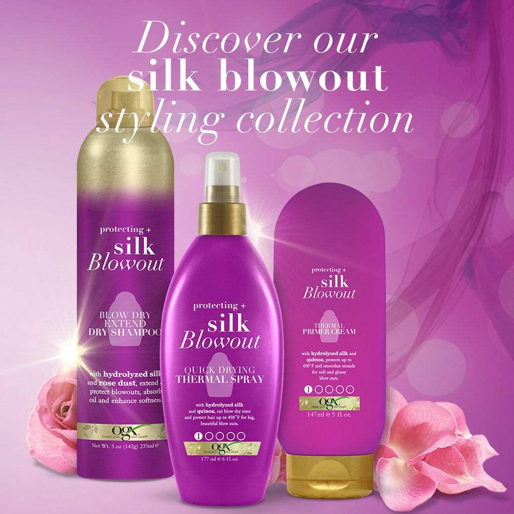 OGX Protecting + Silk Blowout Quick Drying Thermal Spray, 6 Ounce (64052): Beauty