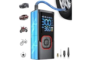 AKCSWO Tire Inflator Portable Air Compressor, 150 PSI Air Pump with Rechargeable Battery, Tire Pressure Gauge,Auto Shut Off,LED Light,Air Pump for Car Motorcycle Bike Bicycle Ball