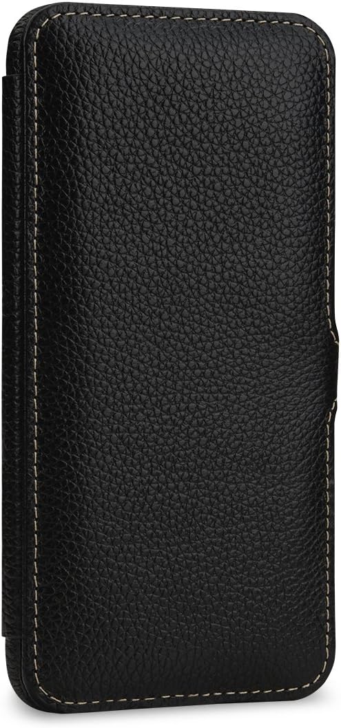 StilGut Book Type Leather Case Compatible with Huawei Honor 10. Side Flip Case Genuine Leather Black with Clip - Image 5