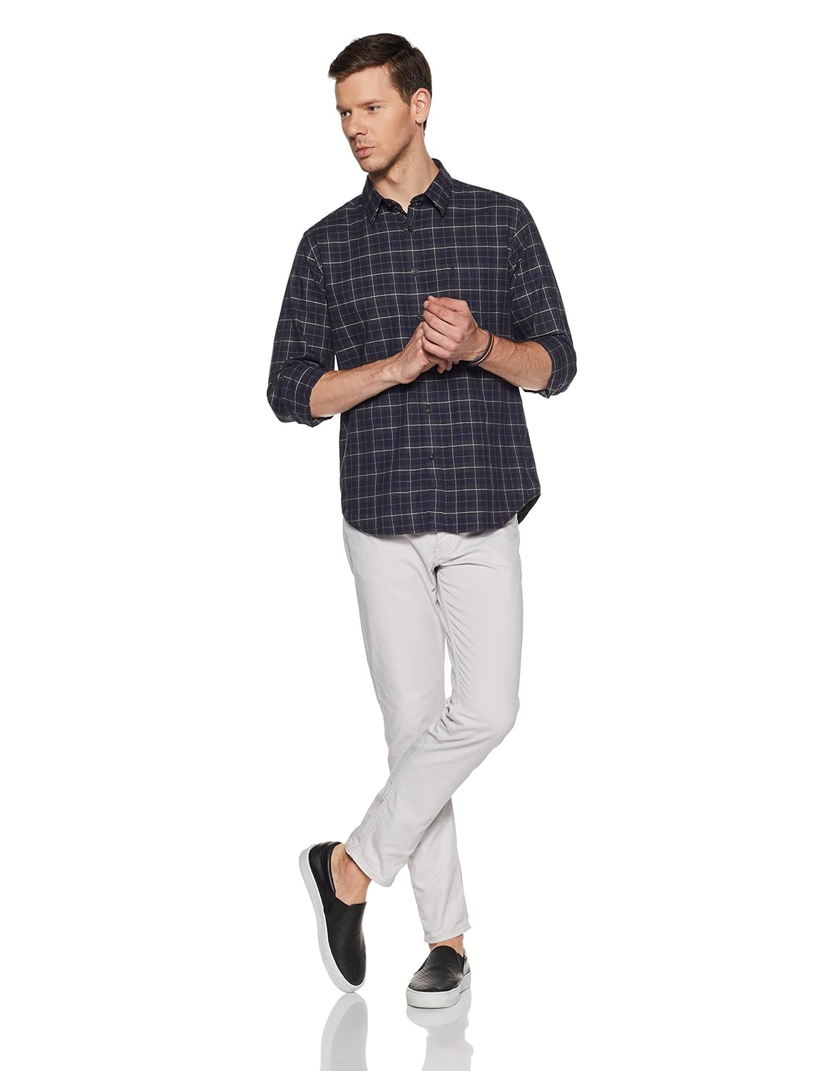 indian terrain men's checkered regular fit casual shirt