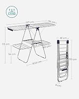 Songmics 2-Level Stainless Steel Clothes Airer with Height Adjustable Wings view 3