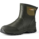 HISEA Upgraded Excursion Pro Men's Rain Boots, Ankle Height Rubber Hunting Boots Waterproof Insulated Neoprene Boots Durable Outdoor Mud Booties for Hunting Gardening Farming Fishing and Yard Work
