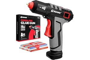 EZARC Cordless Hot Glue Gun with 30 Pcs Mini Glue Sticks, 15s Heating Fast Mini Glue Gun kit, Smart Power-Off, 2500 mAh Rechargeable Battery, DIY, Crafts, Decorations, Home Repairs, Gray