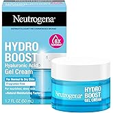 Neutrogena Hydro Boost Gel Cream with Hyaluronic Acid, Lightweight Facial Moisturizer for Normal to Dry Skin, Hydrating & Non-Comedogenic Face Cream for Dewy, Plump Skin, Fragrance Free, 1.7 fl. oz