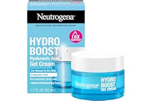 Neutrogena Hydro Boost Gel Cream with Hyaluronic Acid, Lightweight Facial Moisturizer for Normal to Dry Skin, Hydrating & Non-Comedogenic Face Cream for Dewy, Plump Skin, Fragrance Free, 1.7 fl. oz
