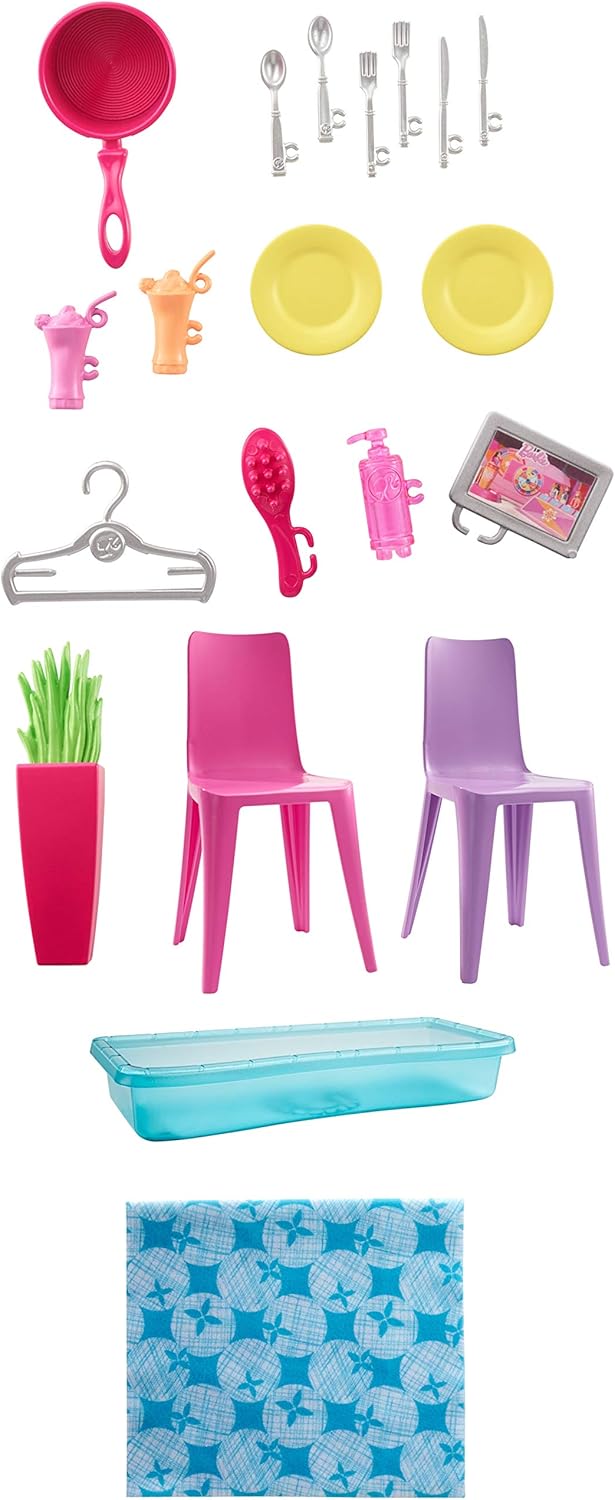 barbie casa portatile piccola con piscina e accessori bambola non inclusa multicolore fxg54