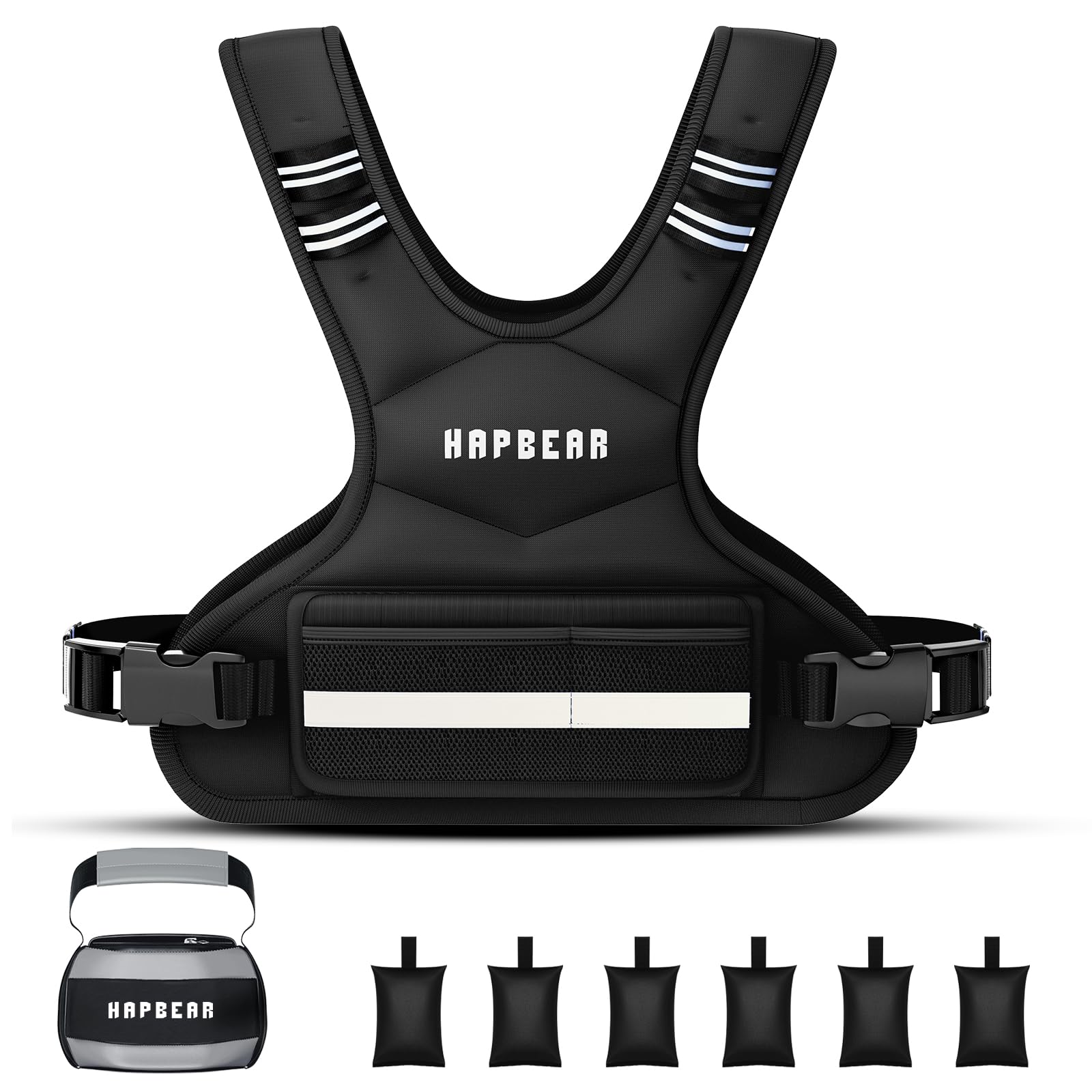 Photo 1 of HAPBEAR Adjustable Weighted Vest for Men and Women, 4-10lbs with 6 Ironsand Weights and Large Pocket Includes kettlebell pouch, Weight Vest for Workout, Strength Training, Running, Walking, Muscle Building, Weight Loss