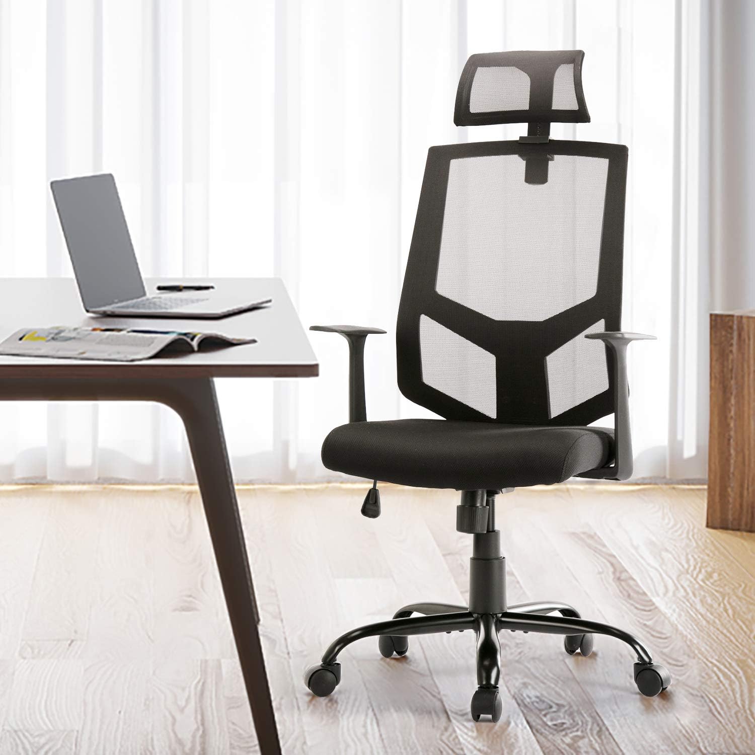 SMUGDESK Ergonomic Lumbar Support Mesh High Back Office Desk Task Chair, Black: Furniture & Decor