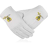 UzairUmair Masonic Shriner Symbol Cotton Large White Gloves embroidered