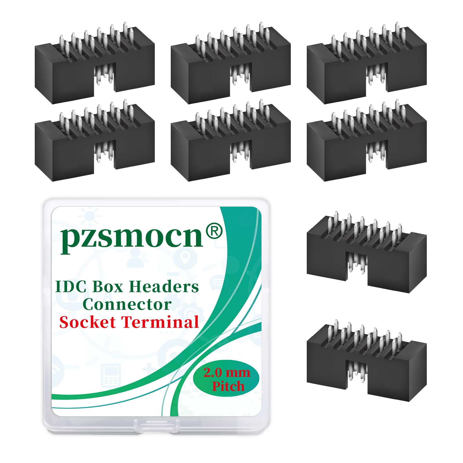 Pzsmocn 20 Pieces IDC 2 * 6 Double Row 2.0 mm Pitch JTAG ISP 12-Pin Straight Pin in-line Box Header Connector Adapter Cable Male Socket Terminal for PCB Electronic Equipment Projects.
