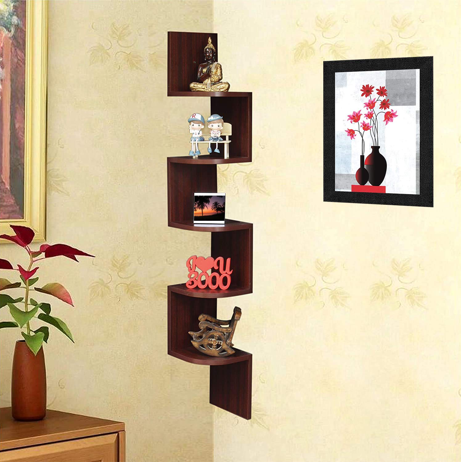 Acco & Deco Zigzag Corner Wall Mount Shelf Unit/Racks and Shelves/Wall