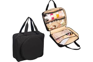 REMOBIA HICOL Portable Craft Kits Storage Bag Cross Stitch Starter Kits Bag Embroidery Project Bag Embroidery Tool Storage Tote Bag with Multifunctional Pockets, Bag Only (Black)