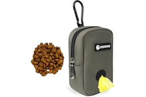 COOWONE Dog Treat Pouch for Training, Portable Dog Walking Bag Built in Poop Bag Dispenser, Pocket Sized Pet Treats Pouches, Doggie Puppy Snack Rewards Bag,Dog Treat Carrier Holder with Clip (Army Green)