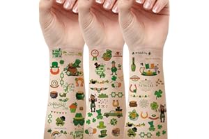 ZEPTRIX 20Pcs St Patricks Day Tattoos for Kids,Waterproof Glitter Shamrock Clover Temporary Face Tattoo Body Stickers Gifts,Saint Patricks Day Decorations Irish Parade Party Supplies Favors Make Up Women Men
