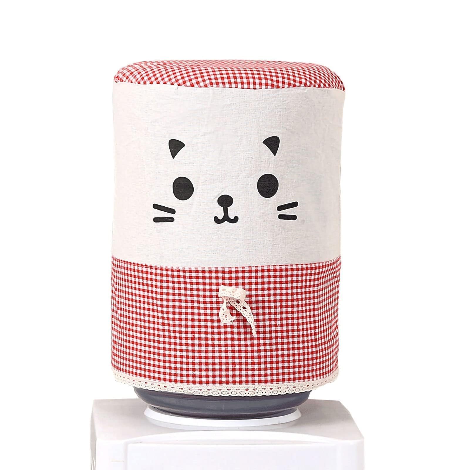 Cyrank Water Dispenser Barrel Covers, Cute Fabric Bucket Decor Reusable Dust Proof Cover Protector for Gallon Water Dispenser Water Cooler(Red)